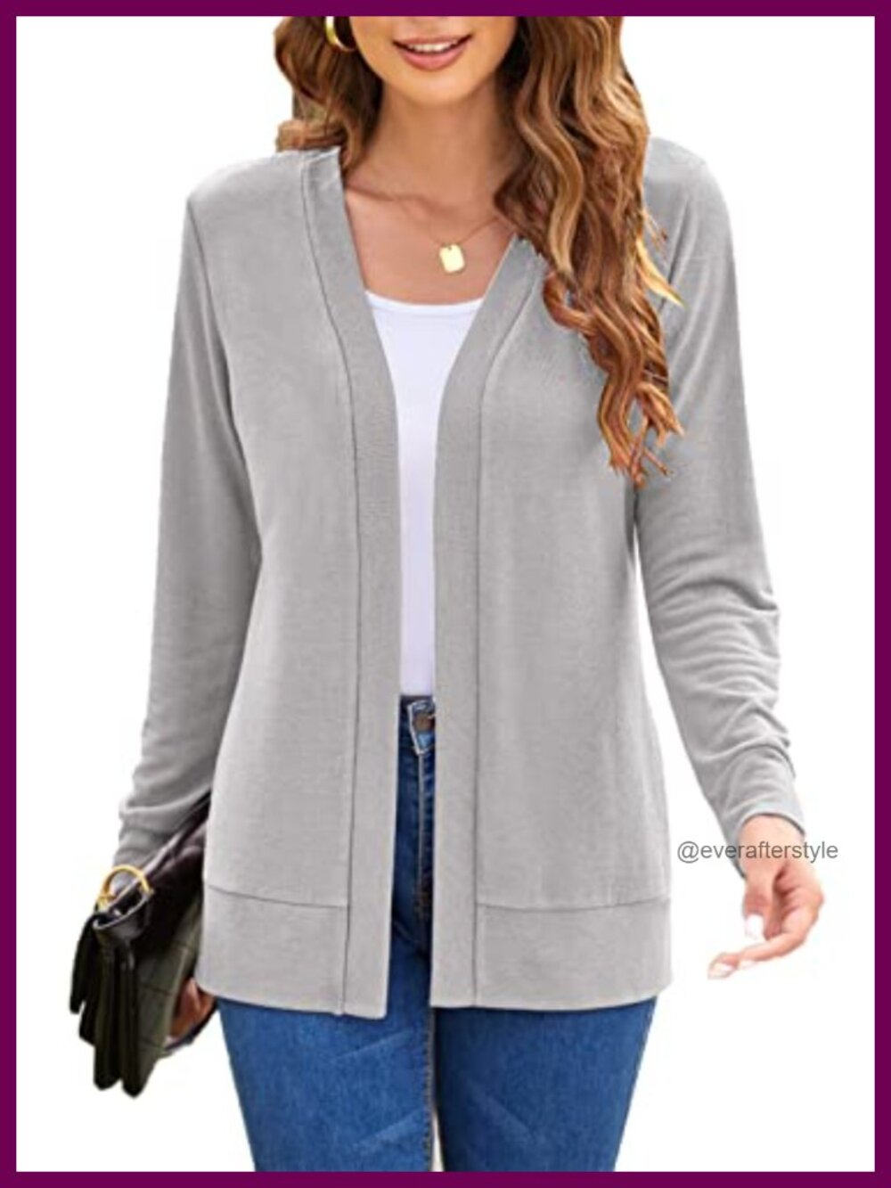 Womens Open Front Cardigan Long Sleeve Lightweight Knit Sweater